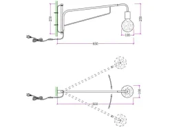 Set Van 2 Hangende Wandlampen - Metaal - L65 X D10 X H25 Cm - Zwart En Koperkleurig - Colwood.-OZAIA Discount