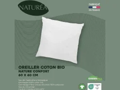Set Van 2 Hoofdkussens Van Biologisch Katoen 60 X 60 Cm Van - 550 G/M - Bruine Bies - Nature Confort-NATUREA Sale