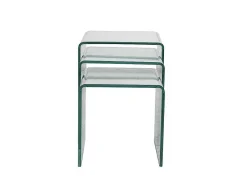 Set Van 3 Inschuifbare Bijzettafels Minka - Glas-Vente-unique Clearance