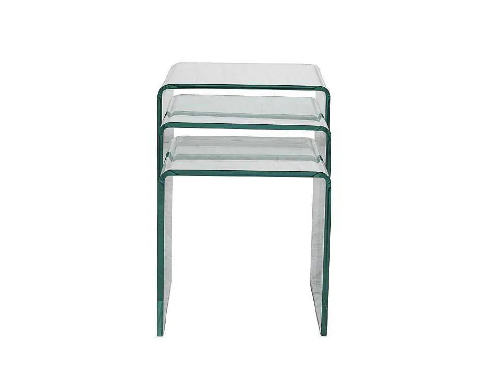 Set Van 3 Inschuifbare Bijzettafels Minka - Glas-Vente-unique Clearance