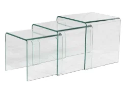 Set Van 3 Inschuifbare Bijzettafels Minka - Glas-Vente-unique Clearance