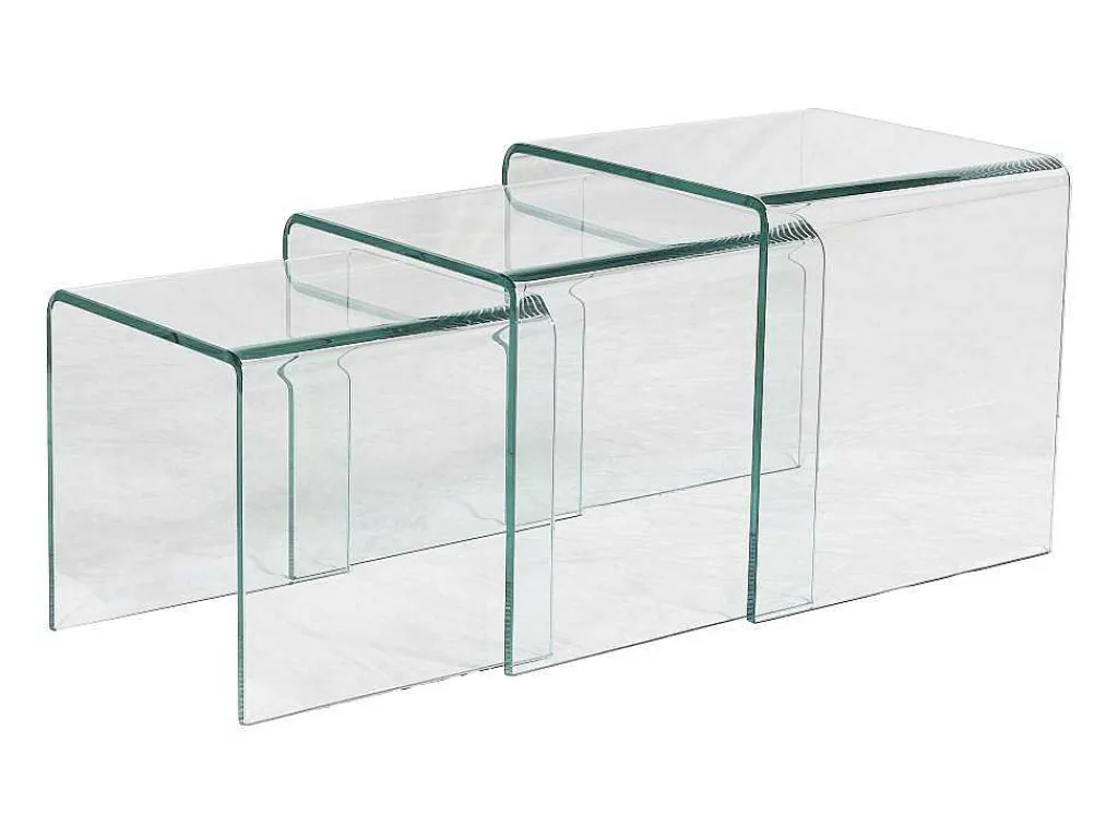 Set Van 3 Inschuifbare Bijzettafels Minka - Glas-Vente-unique Clearance