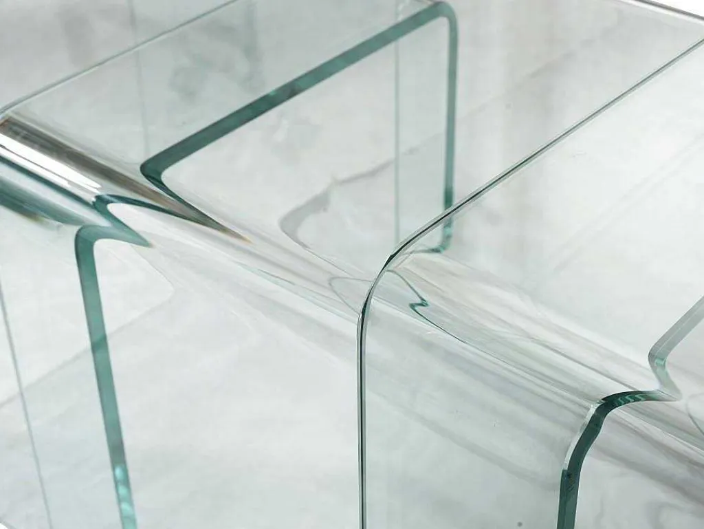 Set Van 3 Inschuifbare Bijzettafels Minka - Glas-Vente-unique Clearance