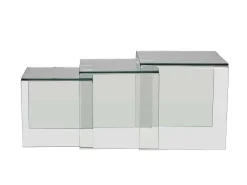 Set Van 3 Inschuifbare Bijzettafels Minka - Glas-Vente-unique Clearance