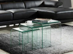 Set Van 3 Inschuifbare Bijzettafels Minka - Glas-Vente-unique Clearance