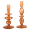Set Van 2 Kandelaars - H21 En 18,5 Cm - Glas - Oranje - Kandie-OZAIA
