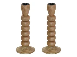 Set Van 2 Kandelaars Van Mangohout - H23 Cm - Naturel - Fainin-OZAIA New