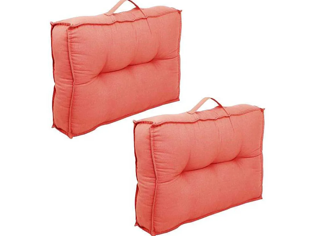 Set Van 2 Katoenen Paletkussens - 40 X 60 X 12 Cm - Koraal - Baila-OZAIA Discount