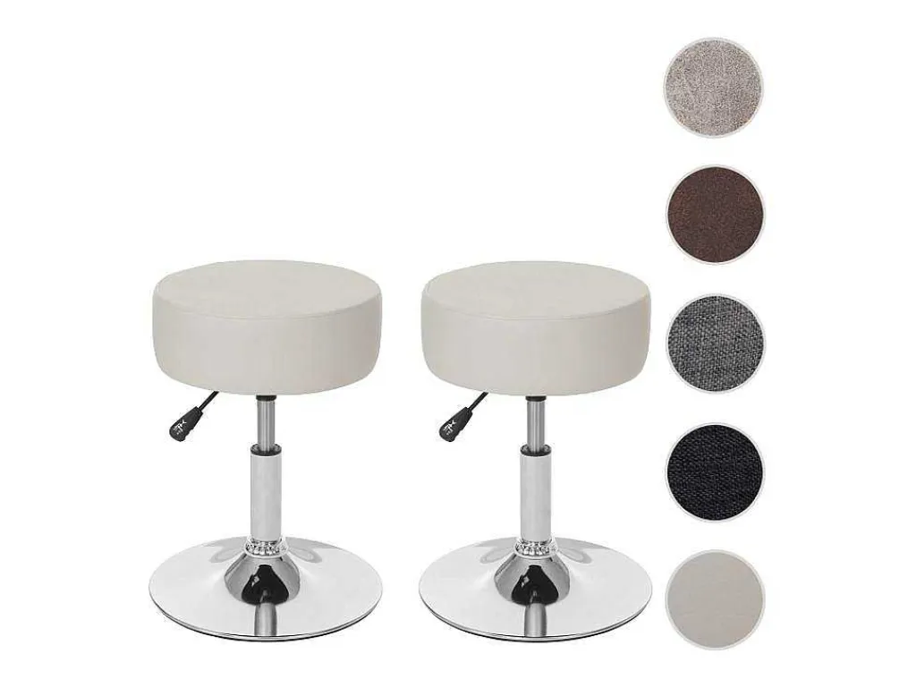 Set Van 2 Krukken Mcw-C22, Kunstleer, Creme-Vente-unique Sale
