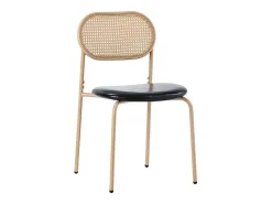 Set Van 4 Kunstleer En Rotan Stoelen - Metalen Poten - Zwart-ModernLuxe Sale