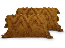 Set Van 2 Kussens Met Pompons Aspen - Getuft Katoen - 30 X 50 Cm - Bronze-OZAIA New