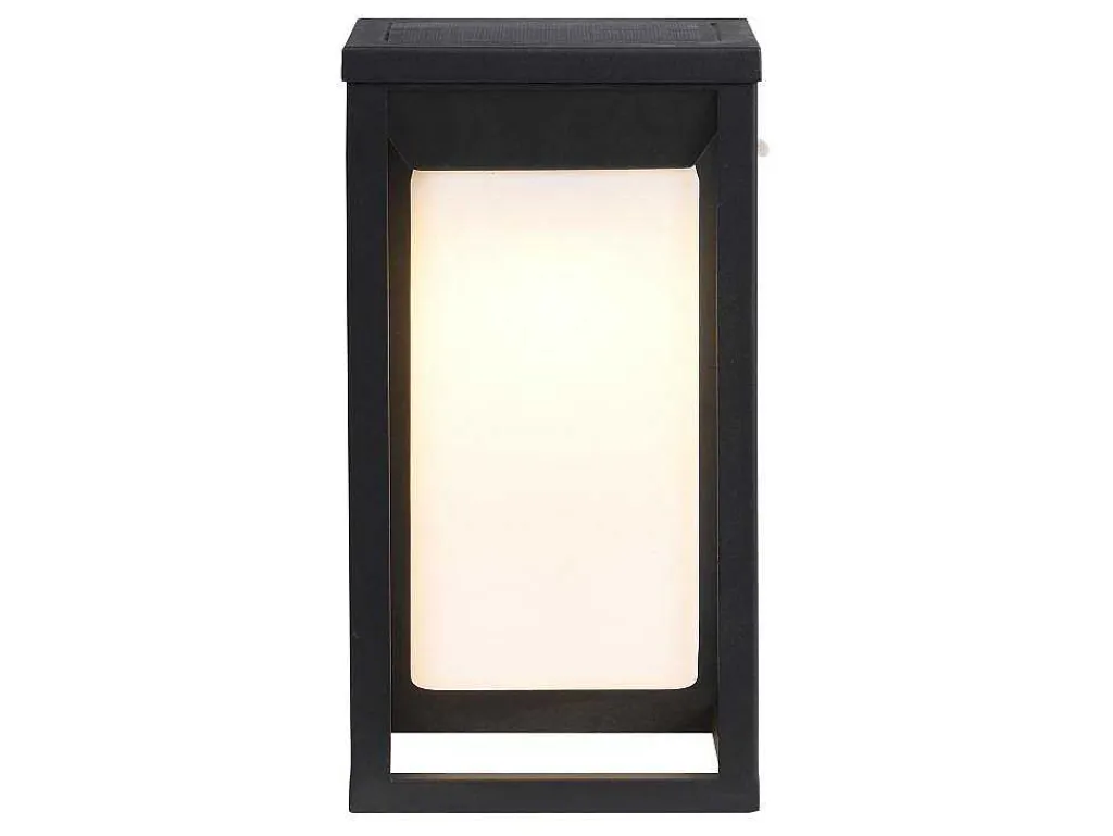 Set Van 2 Led-Buitenwandlampen Op Zonne-Energie - L. 15 X H. 30 Cm - Metaal - Zwart - Fozzano-SOLARGEO