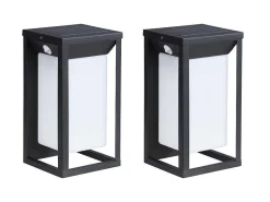 Set Van 2 Led-Buitenwandlampen Op Zonne-Energie - L. 15 X H. 30 Cm - Metaal - Zwart - Fozzano-SOLARGEO