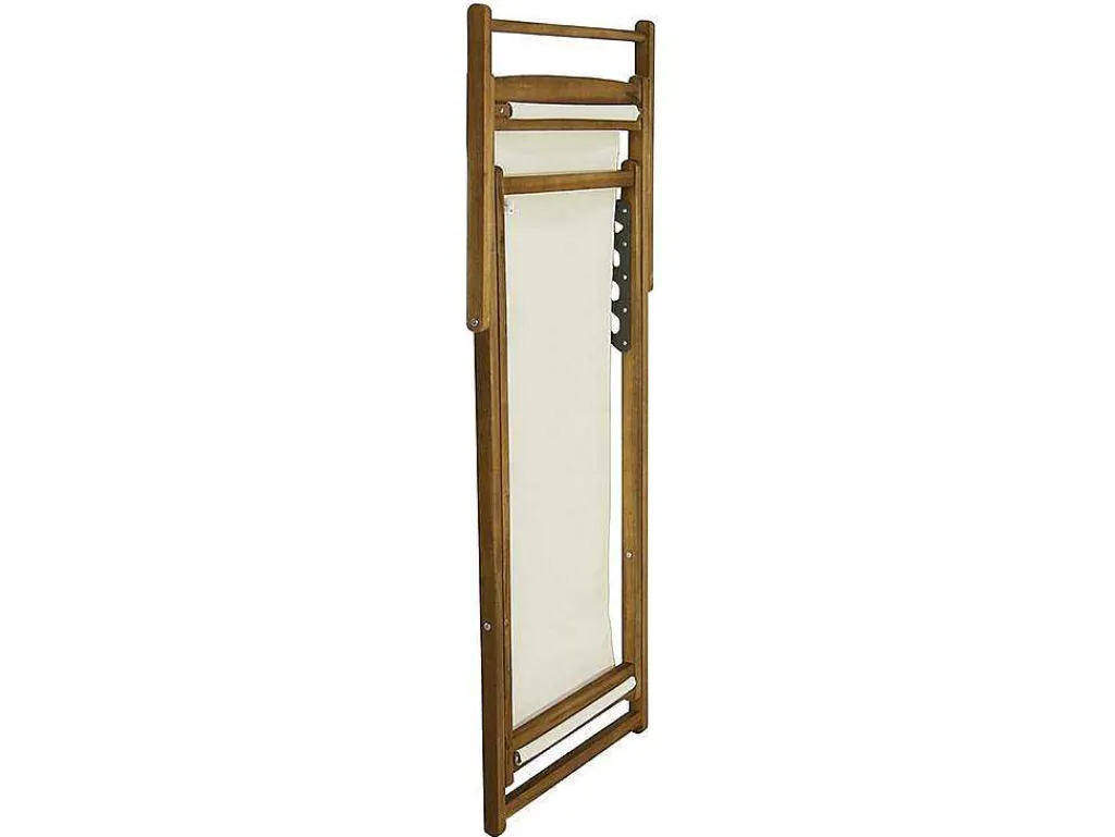 Set Van 2 Ligbedden In Wit En Naturel Acaciahout Prato - Opvouwbaar-MYLIA Hot