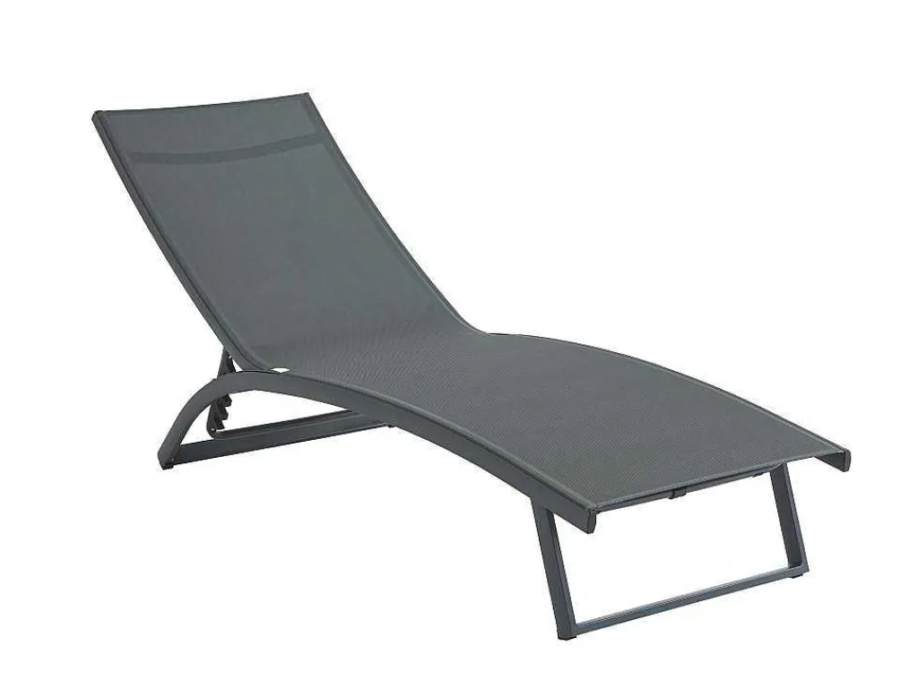 Set Van 2 Ligstoelen Met Verschillende Standen Van Aluminium En Textileen - Antraciet - Saranda Van-MYLIA New