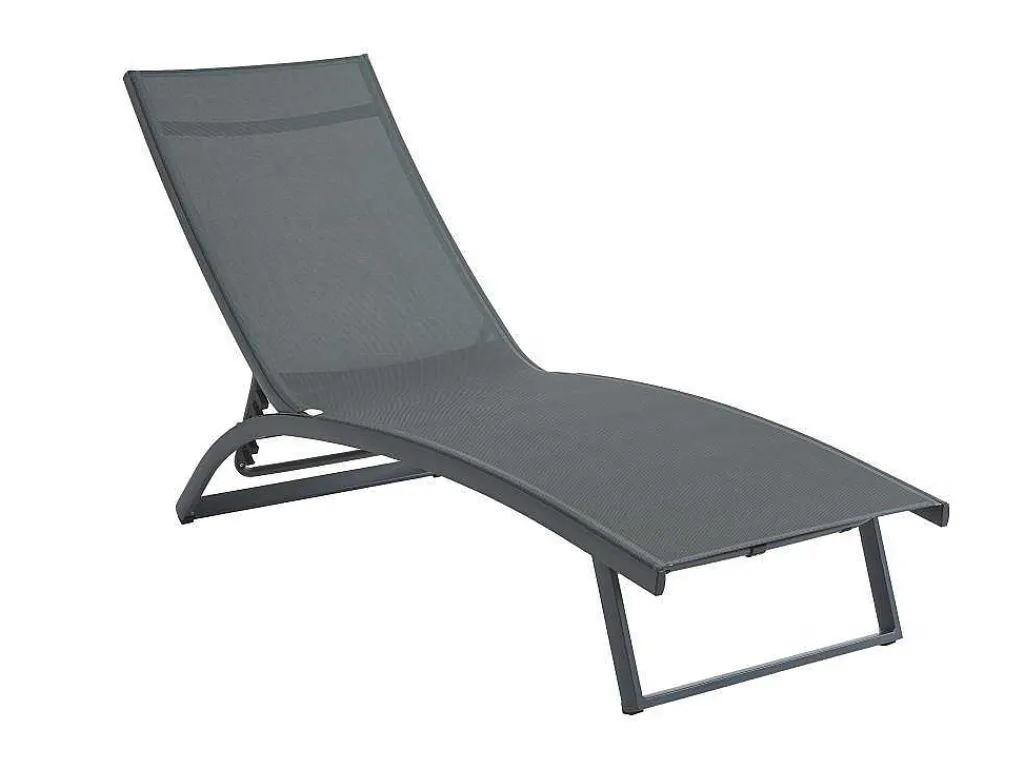Set Van 2 Ligstoelen Met Verschillende Standen Van Aluminium En Textileen - Antraciet - Saranda Van-MYLIA New