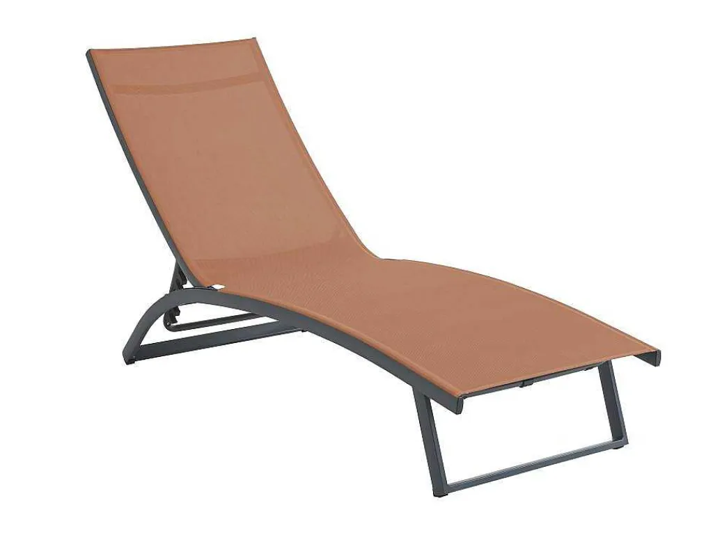 Set Van 2 Ligstoelen Met Verschillende Standen Van Aluminium En Textileen - Terracotta - Saranda Van-MYLIA