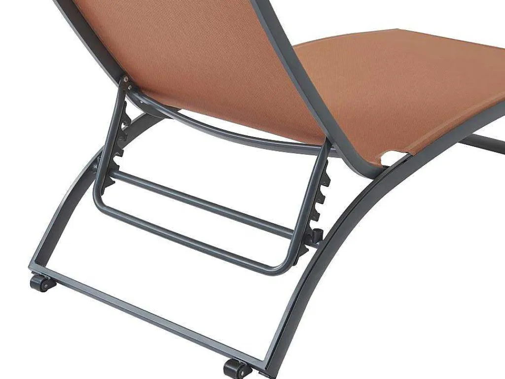 Set Van 2 Ligstoelen Met Verschillende Standen Van Aluminium En Textileen - Terracotta - Saranda Van-MYLIA