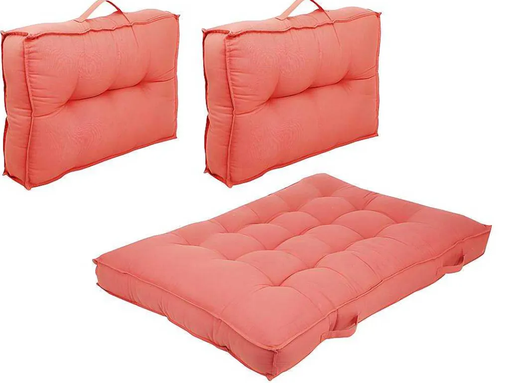 Set Van 1 Matras + 2 Katoenen Paletkussens - Koraal - Baila-OZAIA Discount