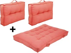 Set Van 1 Matras + 2 Katoenen Paletkussens - Koraal - Baila-OZAIA Discount