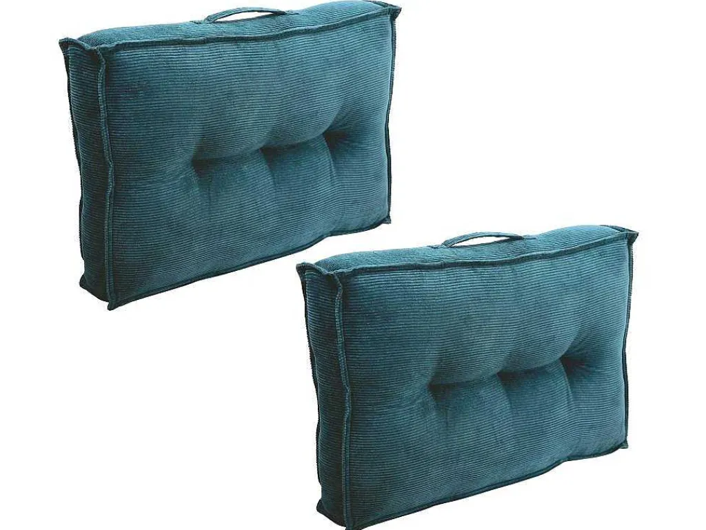 Set Van 1 Matras + 2 Palletkussens Van Ribfluweel - Blauw - Baila-OZAIA Clearance