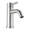 Set Van 2 Mechanische Mengkranen Met Ronde Vorm Van Roestvrij Staal - Geborsteld Nikkelkleurig - H17 Cm - Salavan-Shower & Design
