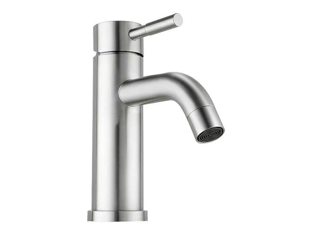 Set Van 2 Mechanische Mengkranen Met Ronde Vorm Van Roestvrij Staal - Geborsteld Nikkelkleurig - H17 Cm - Salavan-Shower & Design