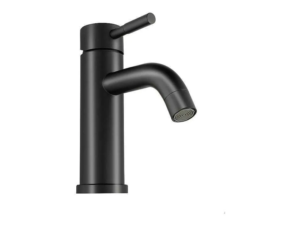 Set Van 2 Mechanische Mengkranen Met Ronde Vorm Van Geborsteld Roestvrij Staal - Mat Zwart - H17 Cm - Salavan-Shower & Design Clearance