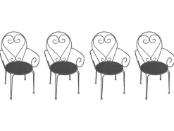 Set Van 4 Metalen Tuinstoelen Met Smeedijzereffectt Met Armleuningen - Antraciet - Guermantes-MYLIA Discount