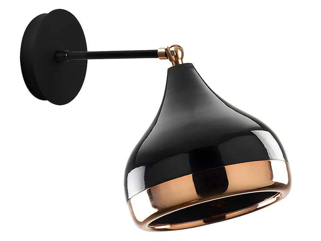 Set Van 2 Metalen Wandlampen Met Verstelbare Kap Yildo - D. 17 X H. 28 Cm - Zwart En Koperkleurig-OZAIA New