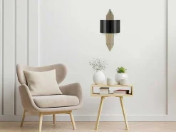 Set Van 2 Metalen Wandlampen In Art-Decostijl - L22 X H75 Cm - Zwart En Goudkleurig - Sangarius-OZAIA Discount