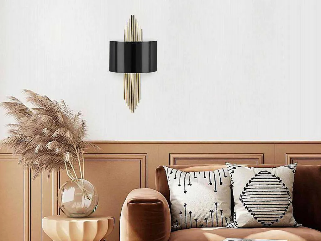 Set Van 2 Metalen Wandlampen In Art-Decostijl - L22 X H75 Cm - Zwart En Goudkleurig - Sangarius-OZAIA Discount