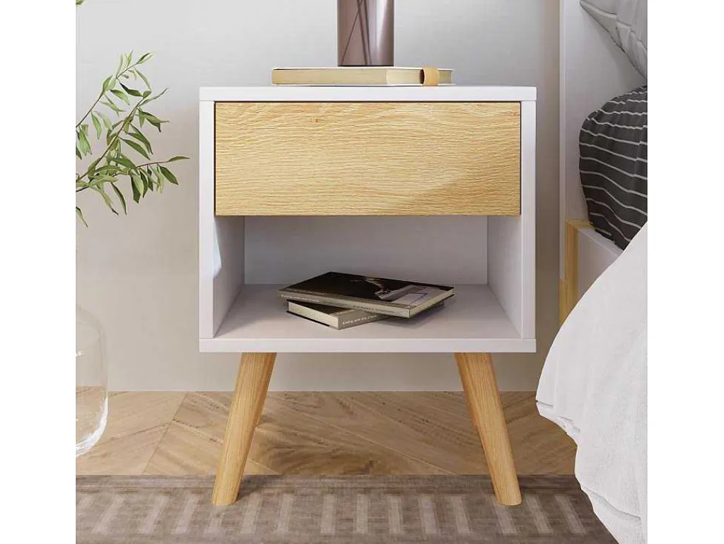 Set Van 2 Nachtkastjes - 1 Lade En 1 Nis - Wit-ModernLuxe New