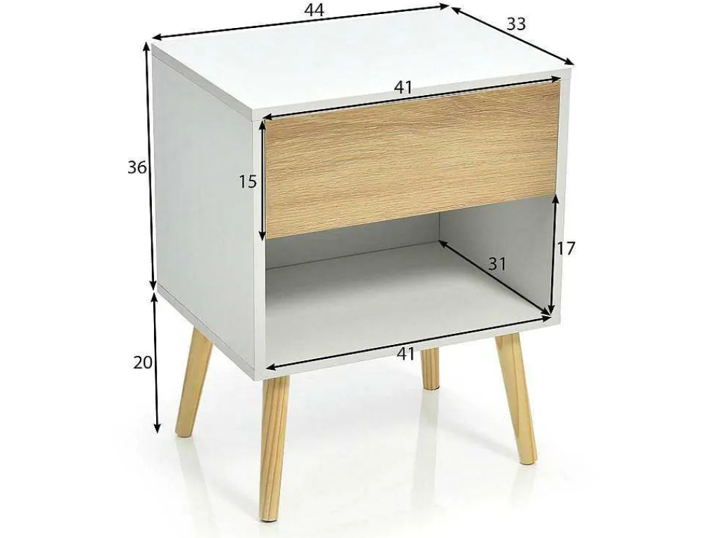 Set Van 2 Nachtkastjes - 1 Lade En 1 Nis - Wit-ModernLuxe New