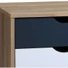 Set Van 2 Nachtkastjes 3 Lades - Kleur: Naturel, Wit En Marineblauw - Lurvia-Vente-unique Discount
