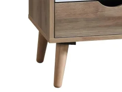 Set Van 2 Nachtkastjes 3 Lades - Kleur: Naturel, Wit En Marineblauw - Lurvia-Vente-unique Discount
