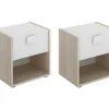 Set Van 2 Nachtkastjes Met 1 Lade En 1 Nis - Sonia - Materiaal: Naturel En Wit - Sonia-Vente-unique New