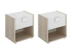 Set Van 2 Nachtkastjes Met 1 Lade En 1 Nis - Sonia - Materiaal: Naturel En Wit - Sonia-Vente-unique New