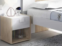 Set Van 2 Nachtkastjes Met 1 Lade En 1 Nis - Sonia - Materiaal: Naturel En Wit - Sonia-Vente-unique New