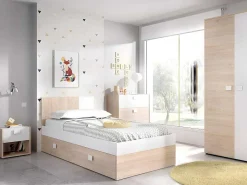 Set Van 2 Nachtkastjes Met 1 Lade En 1 Nis - Sonia - Materiaal: Naturel En Wit - Sonia-Vente-unique New