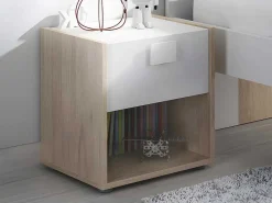 Set Van 2 Nachtkastjes Met 1 Lade En 1 Nis - Sonia - Materiaal: Naturel En Wit - Sonia-Vente-unique New