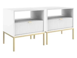 Set Van 2 Nachtkastjes Met 1 Lade En 1 Nis - Wit En Goudkleurig - Liouba Van-PASCAL MORABITO Online