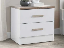 Set Van 2 Nachtkastjes Met 2 Lades - Wit En Naturel - Skaido-Vente-unique Clearance