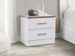 Set Van 2 Nachtkastjes Met 2 Lades - Wit En Naturel - Skaido-Vente-unique Clearance