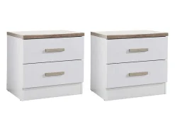 Set Van 2 Nachtkastjes Met 2 Lades - Wit En Naturel - Skaido-Vente-unique Clearance
