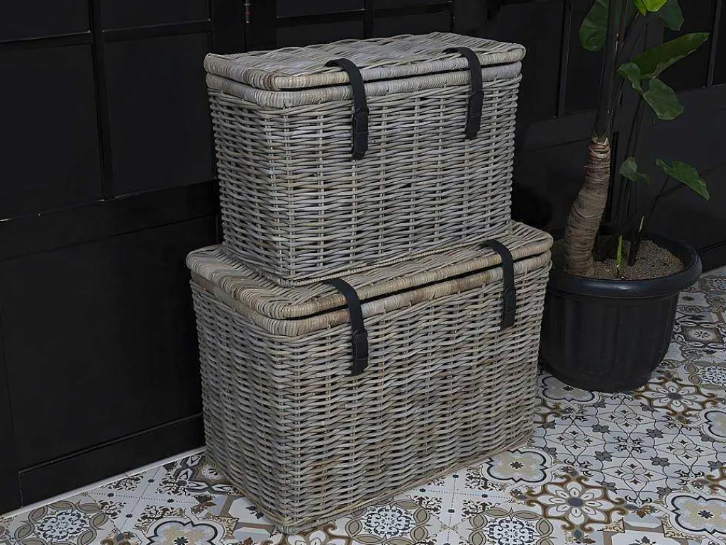 Set Van 2 Opbergkoffers Van Kubu Nefta - L80 X D45 X H55 Cm En L70 X D35 X H45 Cm - Natuurlijk Grijs-OZAIA Best