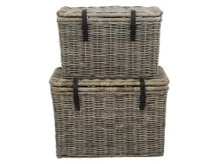 Set Van 2 Opbergkoffers Van Kubu Nefta - L80 X D45 X H55 Cm En L70 X D35 X H45 Cm - Natuurlijk Grijs-OZAIA Best