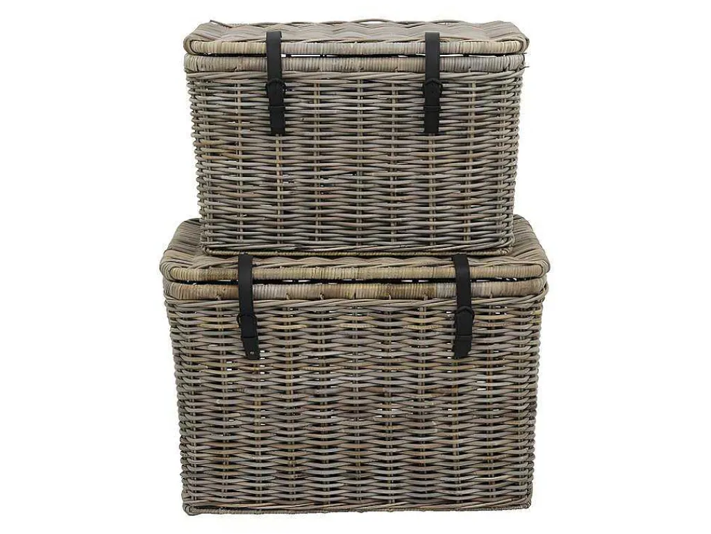 Set Van 2 Opbergkoffers Van Kubu Nefta - L80 X D45 X H55 Cm En L70 X D35 X H45 Cm - Natuurlijk Grijs-OZAIA Best