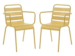 Set Van 2 Opstapelbare Tuinfauteuils Van Metaal - Mosterdgeel - Mirmande Van-MYLIA Clearance