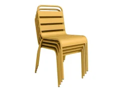 Set Van 2 Opstapelbare Tuinstoelen Van Metaal - Mosterdgeel - Mirmande Van-MYLIA Hot
